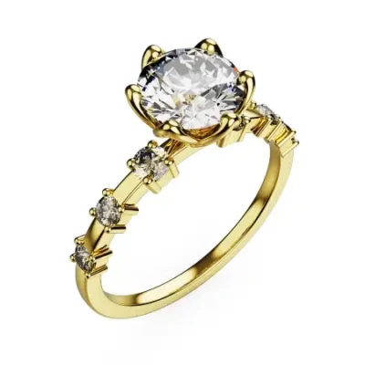 Lily Crown Diamond Ring with Side Diamonds