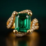 Emerald and gold ring featuring a vibrant green emerald and sparkling diamond accents, perfect for engagement or special occasions