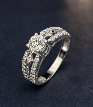 21K White Rhodium Diamond Ring DR00013 | Aslam Jewellers